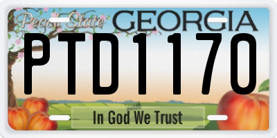 GA license plate PTD1170
