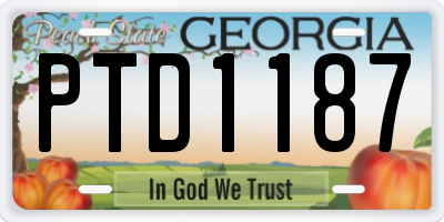 GA license plate PTD1187
