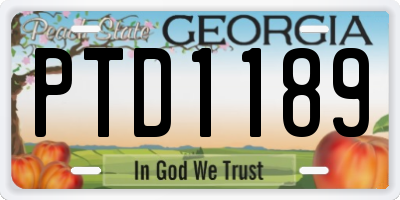 GA license plate PTD1189
