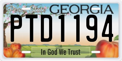 GA license plate PTD1194