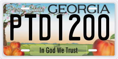 GA license plate PTD1200