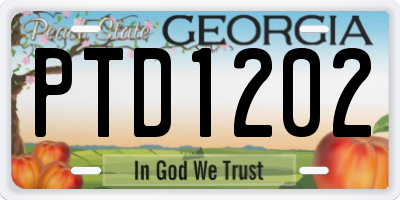 GA license plate PTD1202