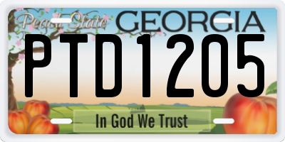 GA license plate PTD1205