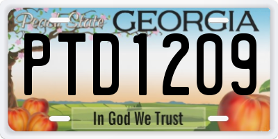 GA license plate PTD1209