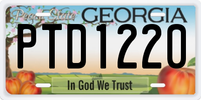 GA license plate PTD1220
