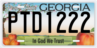 GA license plate PTD1222