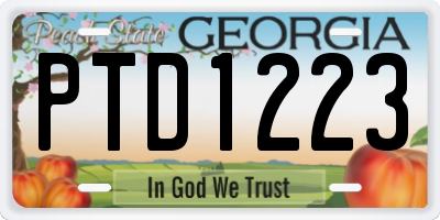 GA license plate PTD1223