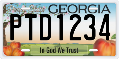 GA license plate PTD1234