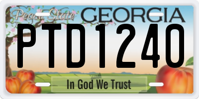 GA license plate PTD1240