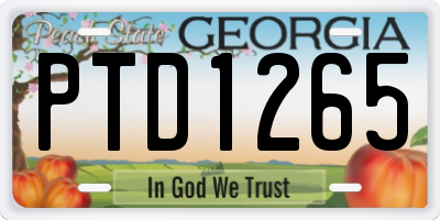 GA license plate PTD1265