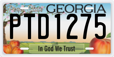 GA license plate PTD1275
