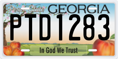 GA license plate PTD1283