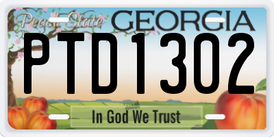 GA license plate PTD1302