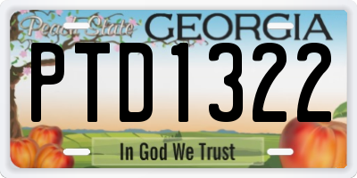 GA license plate PTD1322