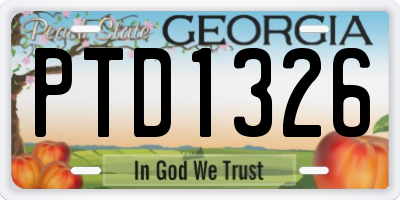 GA license plate PTD1326