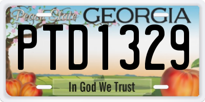 GA license plate PTD1329