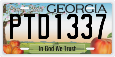 GA license plate PTD1337