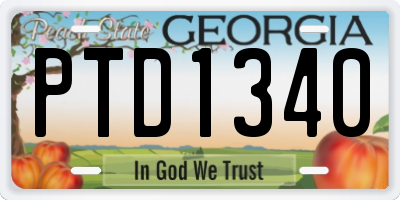GA license plate PTD1340