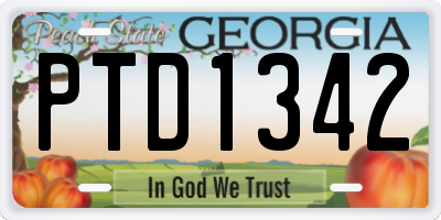 GA license plate PTD1342