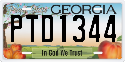GA license plate PTD1344