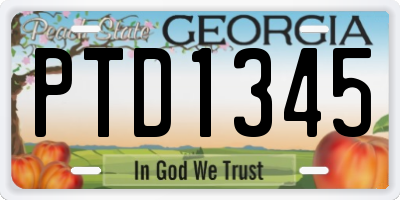 GA license plate PTD1345