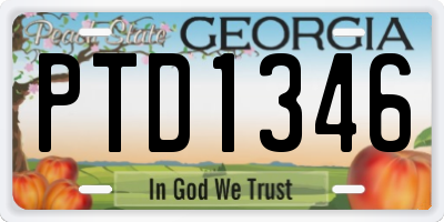 GA license plate PTD1346