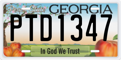 GA license plate PTD1347