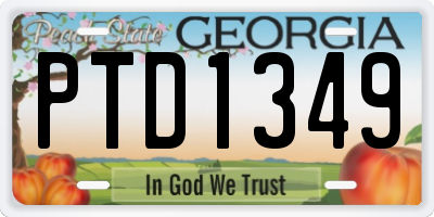 GA license plate PTD1349