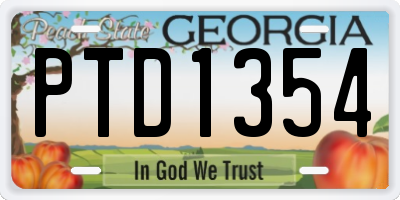 GA license plate PTD1354