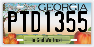 GA license plate PTD1355