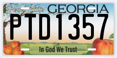 GA license plate PTD1357