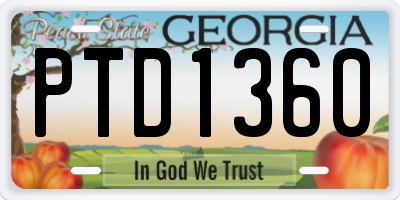 GA license plate PTD1360