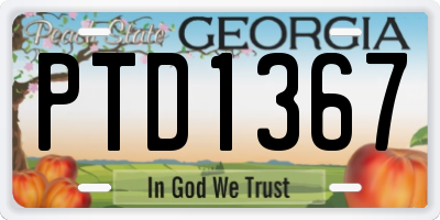 GA license plate PTD1367