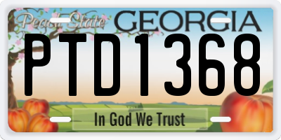 GA license plate PTD1368