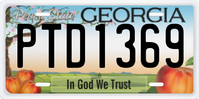 GA license plate PTD1369