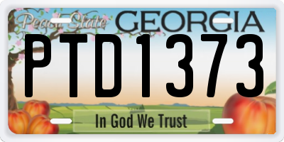 GA license plate PTD1373