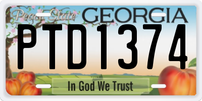 GA license plate PTD1374
