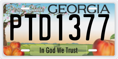 GA license plate PTD1377