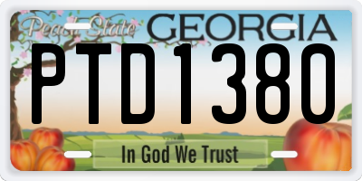 GA license plate PTD1380