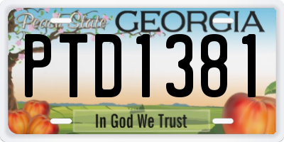 GA license plate PTD1381
