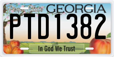 GA license plate PTD1382