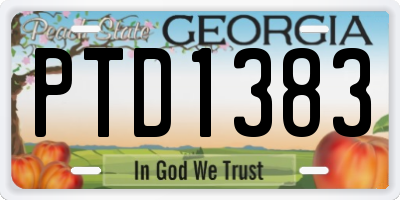 GA license plate PTD1383