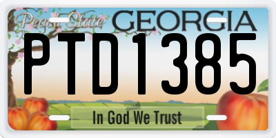 GA license plate PTD1385