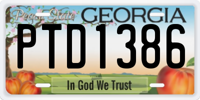 GA license plate PTD1386