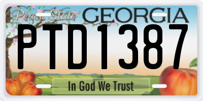 GA license plate PTD1387
