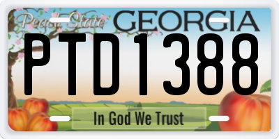 GA license plate PTD1388