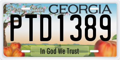 GA license plate PTD1389