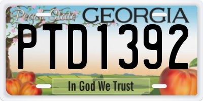 GA license plate PTD1392