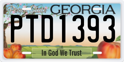 GA license plate PTD1393