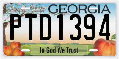 GA license plate PTD1394